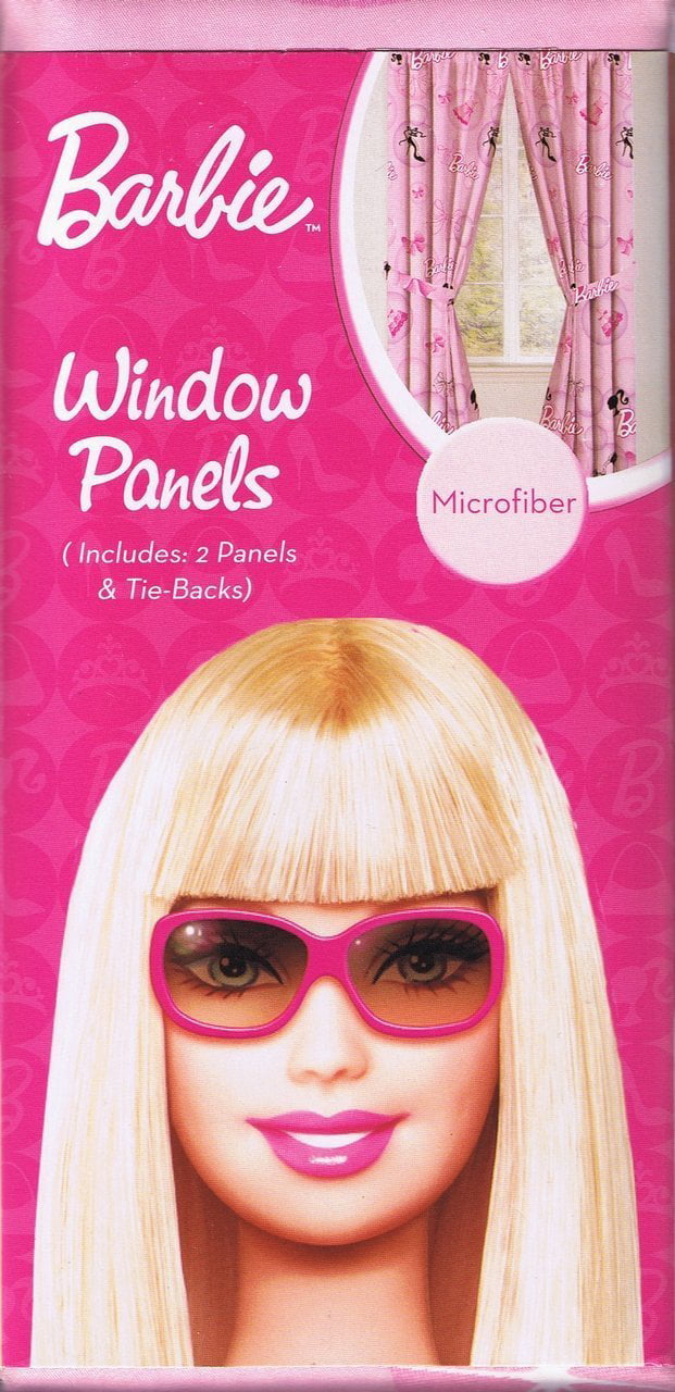 Original Barbie doll Curtains/Drapes Window Panel Licensed pink 4 pieces set new 