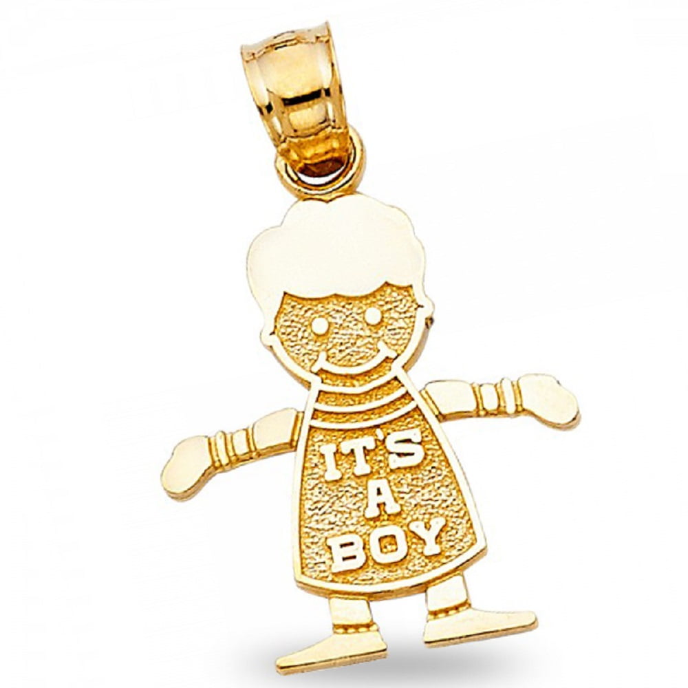Its A Boy Pendant Solid 14k Yellow Gold Babys First Gift Charm Diamond