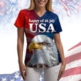 thumbnail image 4 of COMVALUE American 250th Anniversary Scrubs Tops for Women Short Sleeve Scrub Shirts Plus Size Nurse Uniform with Pockets (Navy, XL), 4 of 6