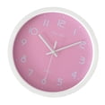 thumbnail image 3 of Reloj de pared redondo de 12 pulgadas, silencioso, sin tictac, funciona con pilas, color rosa. Rosado, 3 of 6