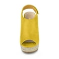 thumbnail image 6 of BLISSFUL STEP Women's Espadrilles Platform Heel Wedges Sandals Yellow 10, 6 of 7