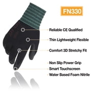 DEX FIT FN330 Black Multipurpose Nitrile Coated Work Gloves, Large, Firm Grip, Durable, 12 Pairs