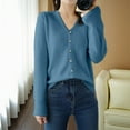 thumbnail image 5 of Women's V Neck Knitted Cardigan Long Sleeve Lightweight Layering Top Spring Autumn Fashion Sweater, 5 of 5