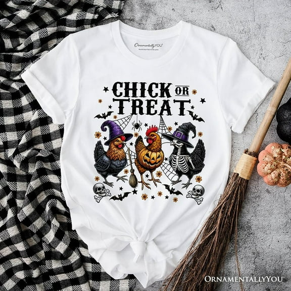 Chick or Treat Chicken T-Shirt, Funny Farmhouse Halloween Tee