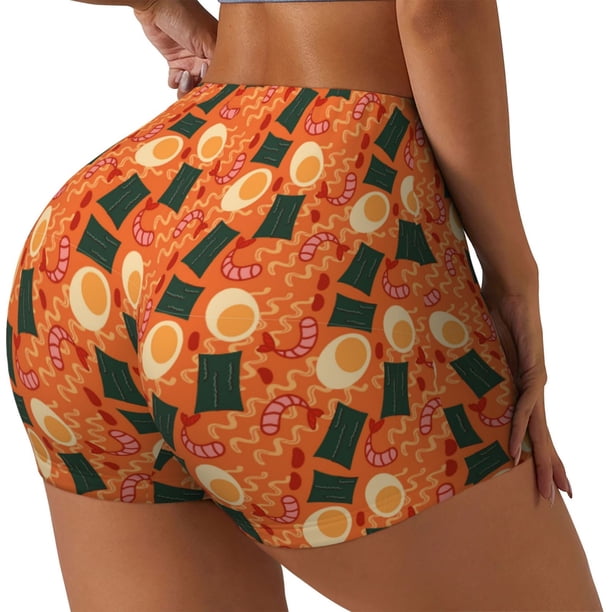 Fotbe Ramen Noodle Soup Shorts Sin Costuras – Shorts Deportivos de Cintura Alta para Mujer, Elásticos para Gimnasio, Yoga, Running o Ciclismo-Small
