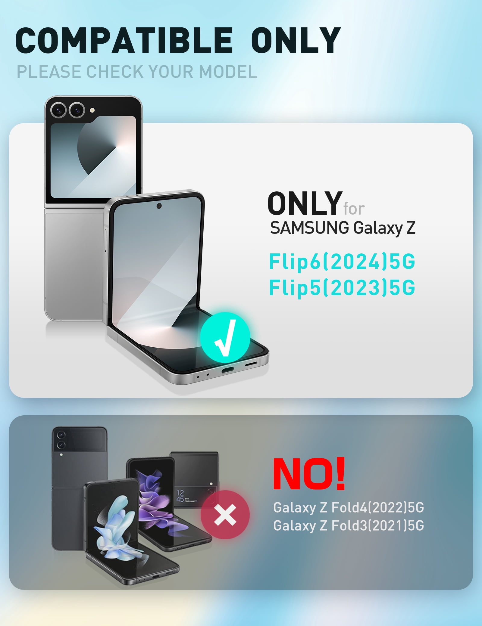 i-Blason Cosmo for Samsung Galaxy Z Flip 6 / Flip 5 Case [Built-in Front Screen Protector] [Hinge Protection] [Support Wireless Charging] Slim Clear Protective Phone Case (Clear)