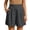 Dark Gray, variant on cocolona Summer Casual Pleated Beach Shorts for Women Solid Color Elastic Waist Wide Leg Shorts with Pocket
