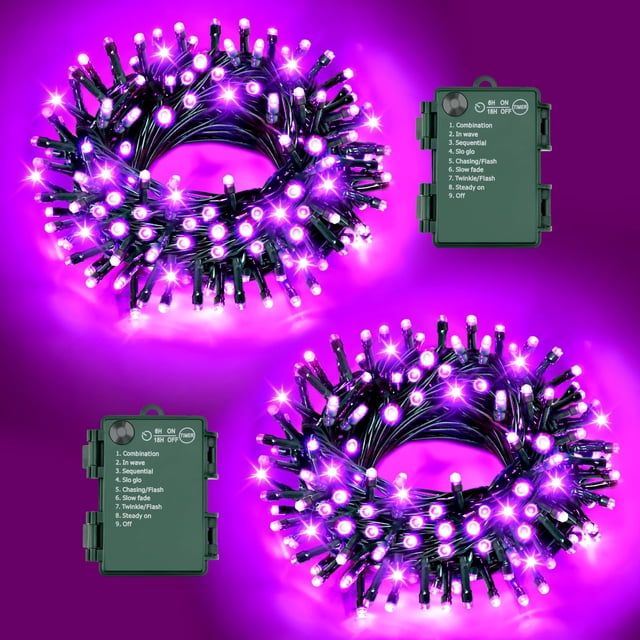 Cadena de luces FFZZKJ para Halloween, 10 m, 100 LED, batería 8 modos