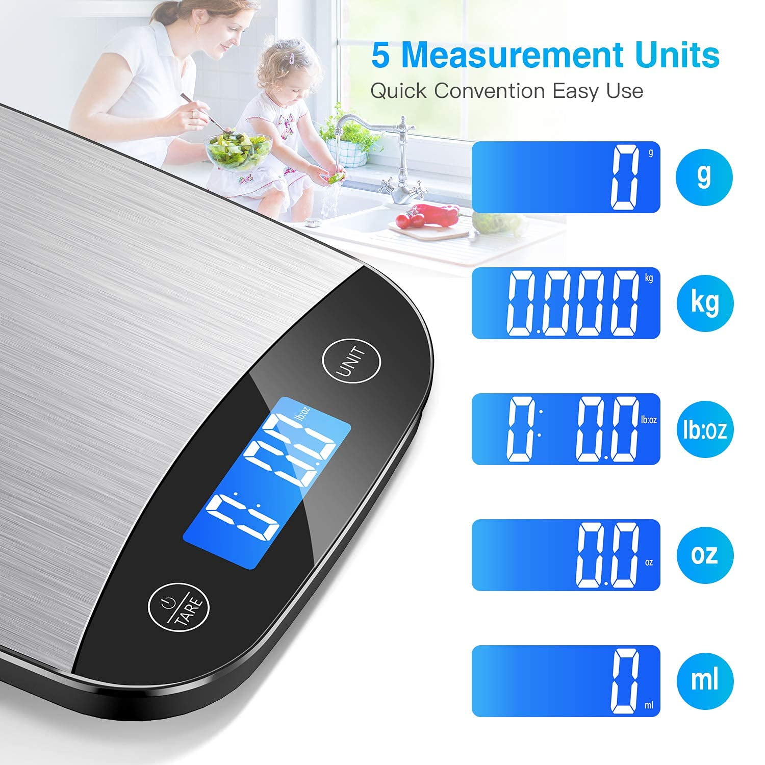 Zulay Kitchen Precision Digital Food Scale Weight Grams and Oz, LB, KG, ML,  1 - Kroger