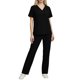 thumbnail image 1 of Conjunto de uniforme médico para mujer, color sólido, 2 piezas, camiseta de manga corta con cuello en V y pantalones con cintura elástica, uniforme de enfermería con bolsillos., 1 of 9