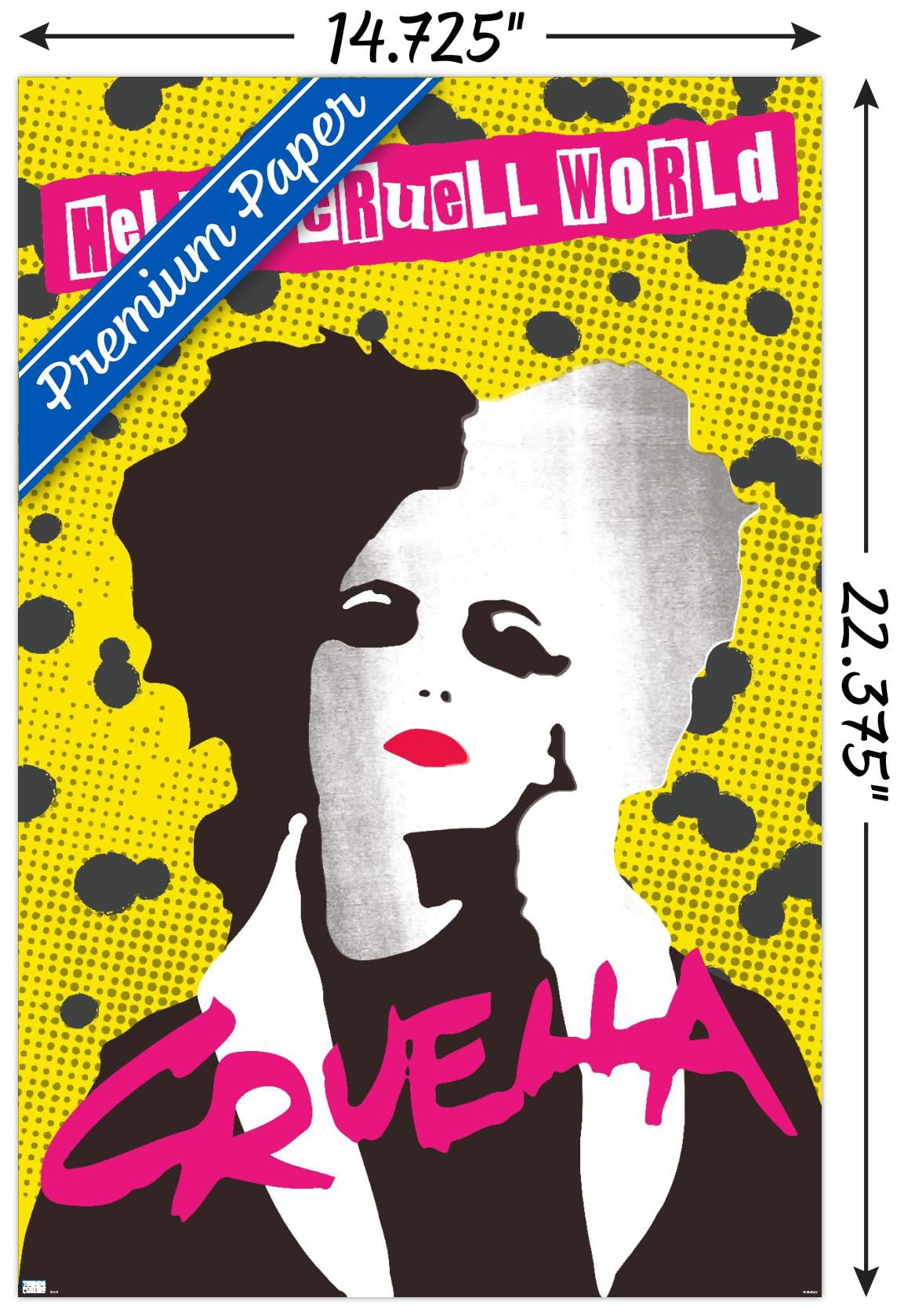Disney Cruella - Hello Cruell World Wall Poster, 14.725" x 22.375"