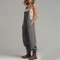 thumbnail image 6 of Jewelreauty Women's Overalls Jumpsuits with Pockets Sleeveless Cargo Bibs Linen Loose Summer Casual Long Rompers (M, Gray), 6 of 7