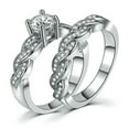 thumbnail image 3 of Matching Rings White Gold Plated Couple Rings CZ Wedding Ring Sets for Him and Her, 3 of 7