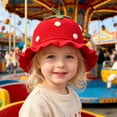 thumbnail image 2 of Tigivemen Cute Sun Hat for Toddler Girls Knitted Strawberry Bucket Hats Wide Brim Crochet Sunhats Baby Girl Gifts Red Size 1-4 Years, 2 of 6
