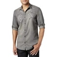 thumbnail image 2 of I.N.C Mens Embroidered Bengal Tiger Button Up Shirt, Grey, Large, 2 of 3