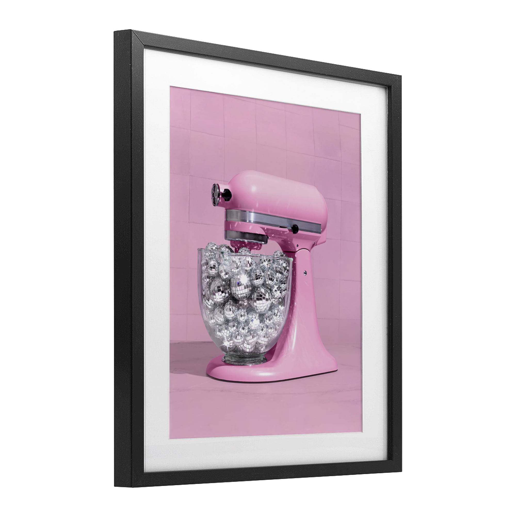 Stupell Industries Disco Kitchen Mixer over Pink Black Framed Print Under Glass, design by LISH Creative