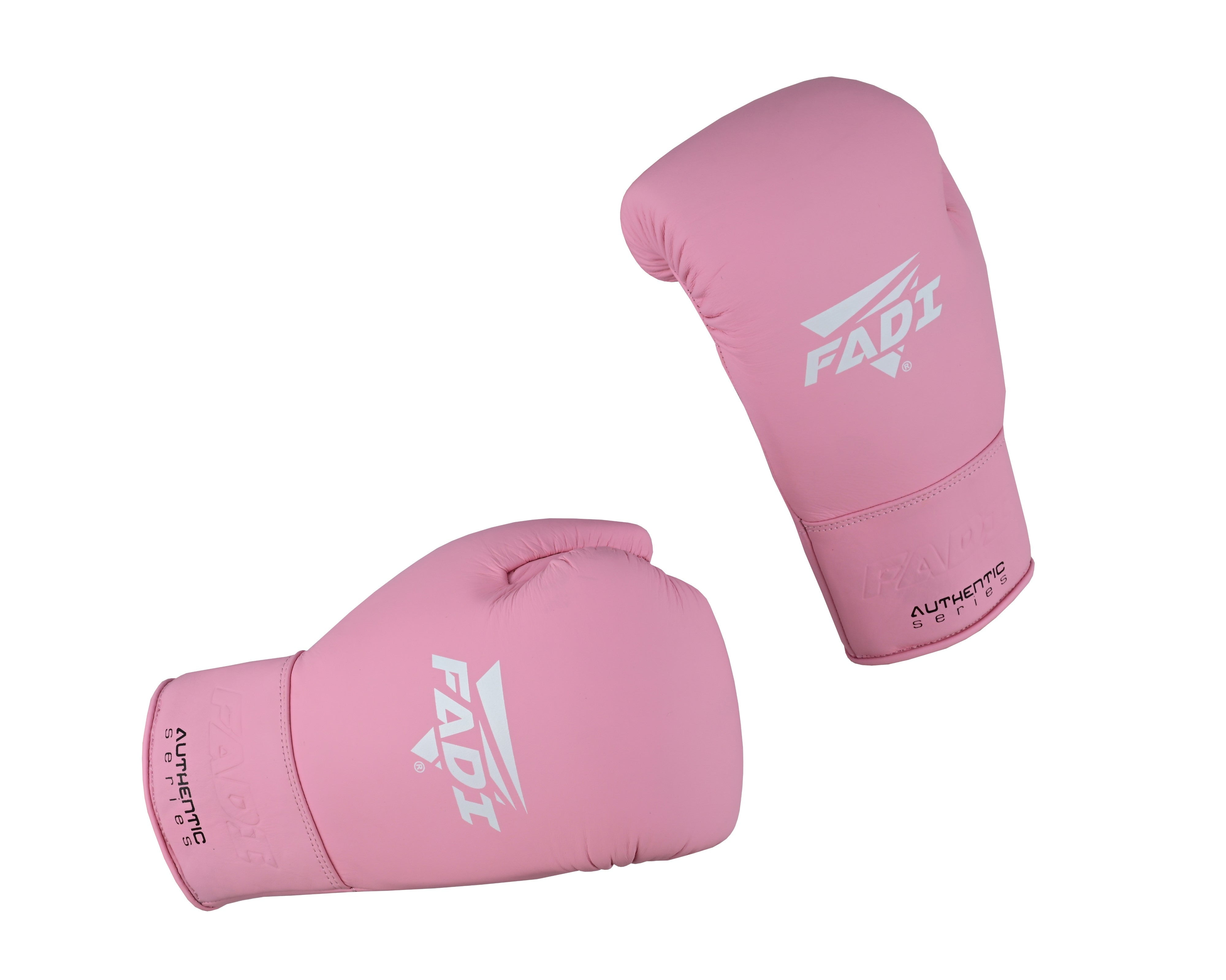 Fadi Sports A2 Lace-Up Boxing Gloves, for Training & Sparring, Matte Cowhide Leather, Pink - 12 oz