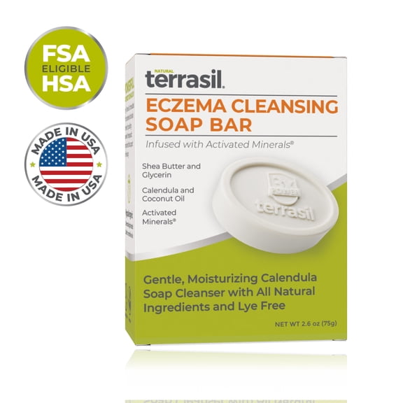 Terrasil Eczema Body Wash Soap Bar for Adults & Kids Skin Care with Calendula, Gentle & Natural 75gm
