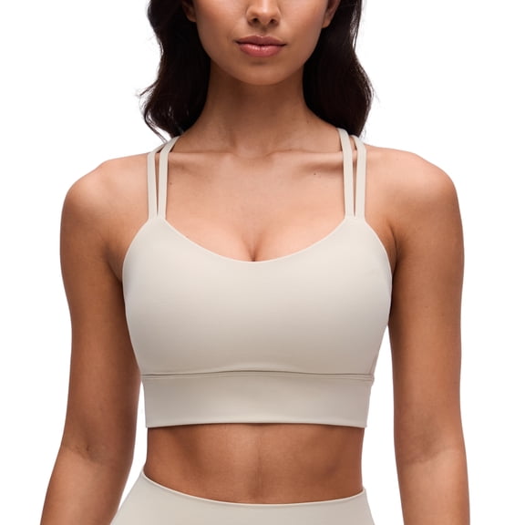 CRZ YOGA Butterluxe Strappy Longline Sports Bras for Women Double Spaghetti Strap Workout Yoga Crop Top