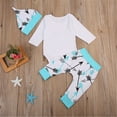 thumbnail image 3 of Baby Clothing 3Pcs Newborn Infant Baby Boy Letter Printed Romper+Arrow Pants Hat Outfit Clothes Set, 3 of 7