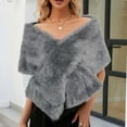 thumbnail image 2 of XMMSWDLA Bridal Faux Fur Shawl White Fur Coat Women Faux Fur Wrap for Evening Dresses Luxury Fur Cape for Wedding Evening Party Dark Gray Scarves for Women Winter Warm, 2 of 5
