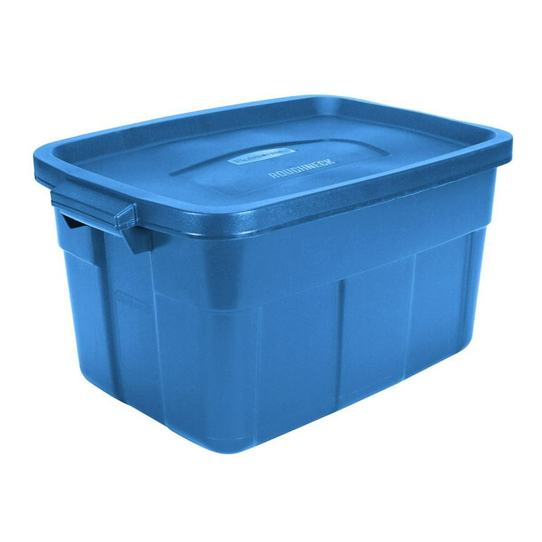 Rubbermaid Roughneck Tote 14 Gallon Storage Container, Heritage Blue (6 Pack)