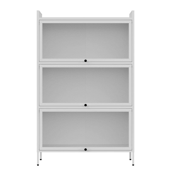 Pantry Storage Cabinet with Doors and Retractable Doors, Freestanding Cupboard Cabinets for Dining Room Living Room, White