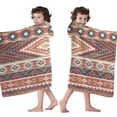 thumbnail image 4 of Boho Red Southwestern Ethnic Pattern Hooded Bath Towel，60"x35" for Ages 3 To 12 Kids, Quick Dry Lightweight Soft Microfiber Hood Beach Towel Cover Up for Kids, 4 of 7