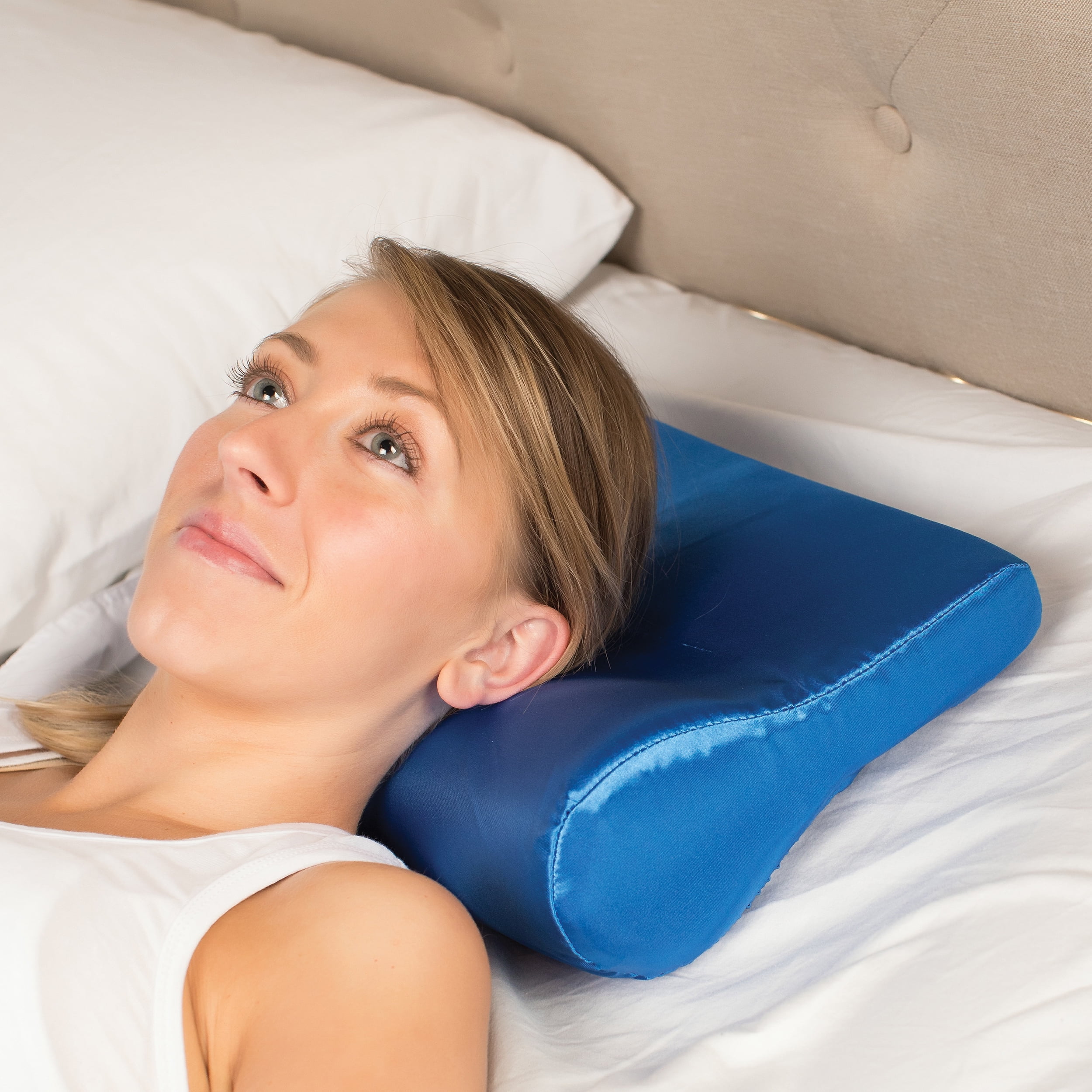 Core Products AB Contour Cervical Support Pillow, Satin - Blue