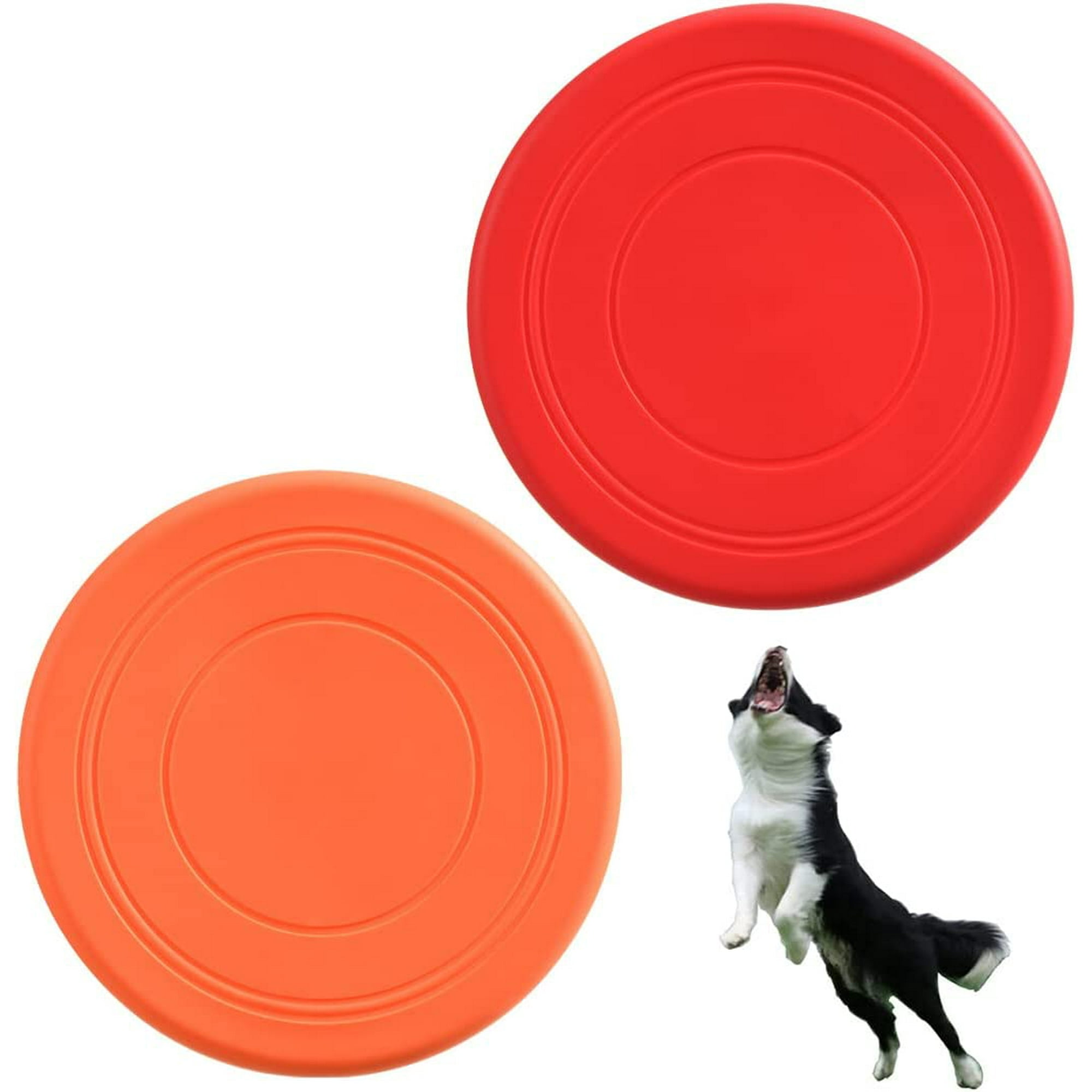 Orange Red 2pcs Dog Frisbee Toy Dog Frisbee Durable Rubber Frisbee Dog Frisbee Suitable for physical activities and outdoor games. diameter