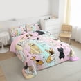 thumbnail image 3 of Homewish Cartoon Pug Dog Queen Comforter Set for Teens, Kawaii Dog Animal Bedding Sets, Pink Blue Galaxy Print Reversible Bedding Comforter Set, Super Cozy Room Decor, 3 Pieces, 3 of 8