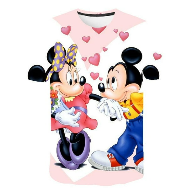 Disney Mickey Mouse Donald Duck camisetas Kawaii 3D estampado niños camiseta verano moda dibujos animados camiseta niño niña camiseta Unisex Tops8T Gao Jinjia LED