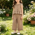 thumbnail image 5 of Fancifize 2 Piece Matching Sets for Girls Ruffle Hem Tank Tops High Waist Wide Leg Pants Kids Summer Casual Outfits, 5 of 6