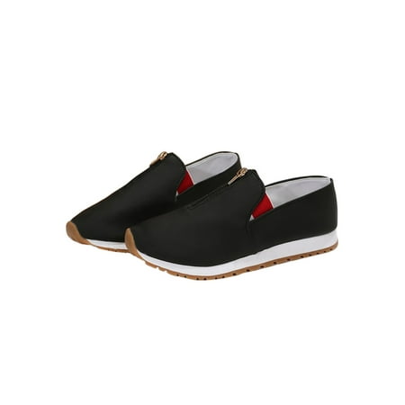 

Rotosw Womens Casual Shoes Comfort Flats Non-Slip Sneakers Lightweight Slip On Walking Shoe Sports Breathable Black 8.5