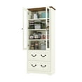 thumbnail image 3 of Uforic 76'' Kitchen Pantry Cabinet with 2 Drawers, Tall Storage Cabinet with Glass Doors & Adjustable Shelves, Beige, 3 of 9