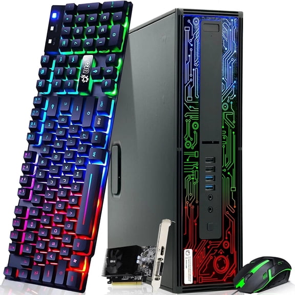 Restored BTO BX8G2 RGB Desktop Computer – Intel i7-6700 6th Gen Processor – 16GB DDR4 RAM – 128GB SSD – 500GB HDD – AMD Radeon RX 550 4GB – RGB Keyboard & Mouse – Wi-Fi – Gaming PC – Windows 11 Pro