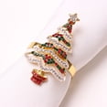 thumbnail image 2 of (gold) Hand Painted Christmas Tree Napkin Ring, 6 Pieces, Buckle, 2 of 5