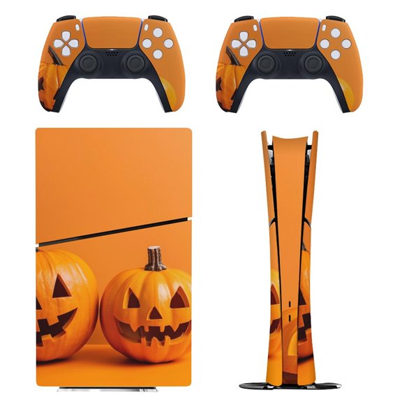 Skin Sticker for PS5 Slim Standard Disc Digital Edition Console and Controllers Decals for Playstation 5 (Halloween Night Spooky,PS5 Slim)