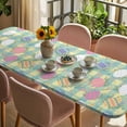 thumbnail image 3 of Easter Bunny Table Cloths for 8 Foot Rectangle Tables, Colorful Eggs Spring Leaves Daisy Yellow Green Check Patio Waterproof Elastic Fitted Tablecloths, Washable Rectangular Table Cover for Camping, 3 of 8