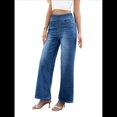 thumbnail image 1 of Pantalones Vaqueros Anchos de Talla Grande para Mujer, Cintura Alta, Adelgazantes, con Múltiples Bolsillos, Rectos, Holgados e Informales. Azul Oscuro Medio M, 1 of 10