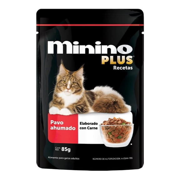 Alimento para gato Minino Plus pavo 24 pzas