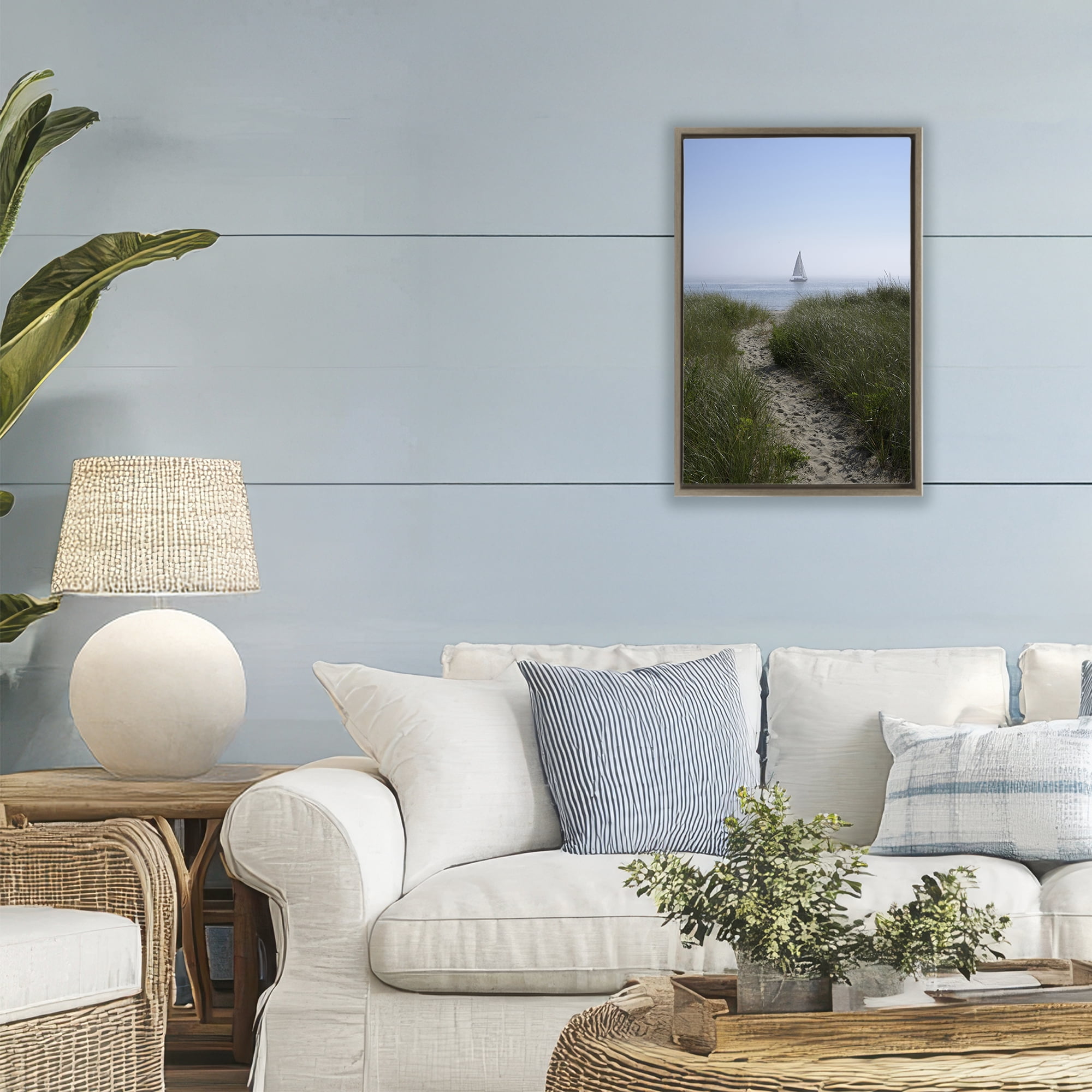 Stupell Industries Path to Morning Sail Brown Framed Floater Canvas Wall Art, design by JLM Photographs