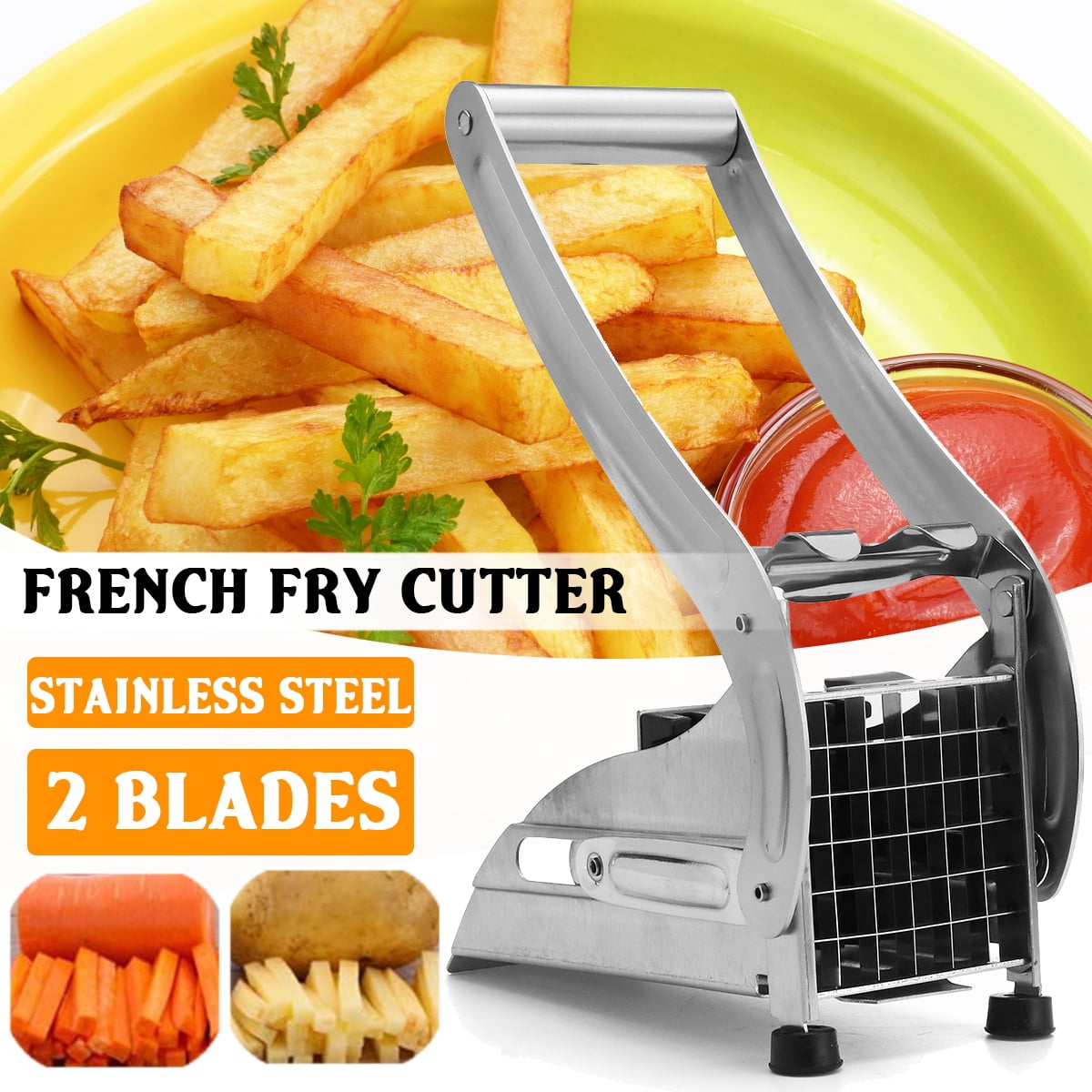 French Fry Potato Chip Cutter Maker Vegetable Fruit Slicer Chopper Kitchen Tool 