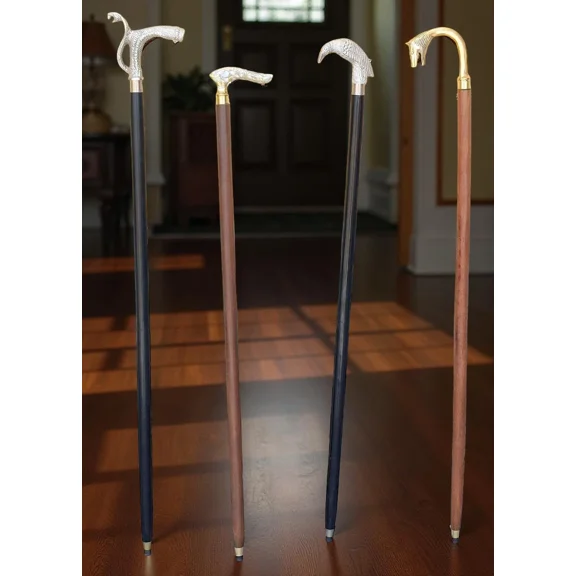 Global Antiques Vintage Wood Walking Canes with Designer Handle(Set of 4) for Men, Women, Seniors 38-inch