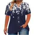 thumbnail image 2 of Hipattires T-Shirts Women Plus Size V-Neck Tops Graphic Trendy Short Sleeve Navy Blouses T-Shirts, 2 of 5