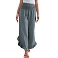 thumbnail image 2 of Weiqiqre Summer Pants for Women Wide Leg Pants High Waisted Elastic Waistband Palazzo Pants Flare Yoga Pants Soft Pilates Pants, 2 of 9