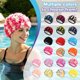 thumbnail image 4 of Gorro de baño floral Uxcell, gorro de baño de pétalos retro de poliéster, tejido elástico para mujeres con cabello largo y corto, ocio en la piscina/playa/deportes acuáticos/baño/natación, negro, 4 of 7