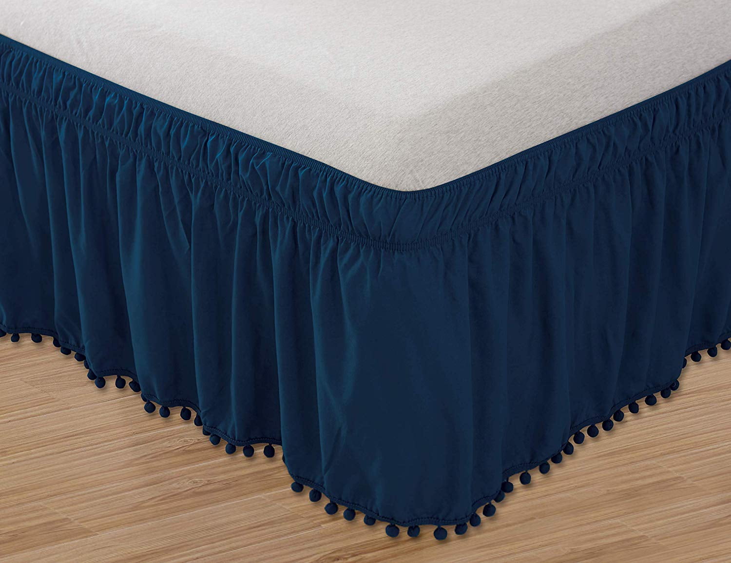 Celine Linen Luxury TopKnot Tassle PomPom Fringe Ruffle Bed Skirt