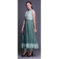 thumbnail image 3 of Bimba Dark Teal Green Geometric Anarkali Dress Mandarin Collar Sleeveless Kurtis for Women Print Maxi Dress X-Small, 3 of 6