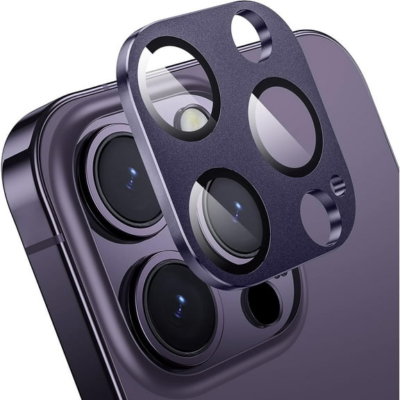 for iPhone 14 Pro/iPhone 14 Pro Max Camera Lens Protector,Matte Alloy Metal Glass Camera Screen Protector Scratch Resistant Cover Accessories 2022, Purple